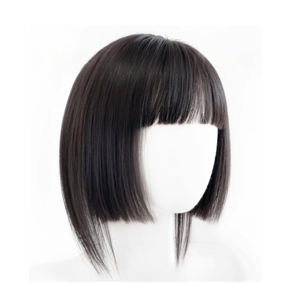 100% Human Hair Bangs Hair Clip in Bangs Fringe with Temples Hairpieces for Women Hair Bangs Extension for Daily Wear (Natural black)