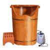 Rubber Wood Foot Tub for Soaking Feet,Foot Bath Bucket with Steam Machine & Massage Stool,Premium Wooden Foot Soak Tub with Lid,Pedicure Bowl Barrels view 1