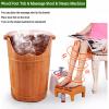 Rubber Wood Foot Tub for Soaking Feet,Foot Bath Bucket with Steam Machine & Massage Stool,Premium Wooden Foot Soak Tub with Lid,Pedicure Bowl Barrels view 2