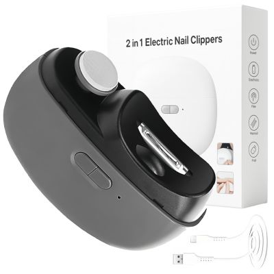 2 in 1 Electric Nail Clippers, 2026 New 2 Speeds Automatic Nail Clippers, Multifunctional Nail Trimmer with Polishing Light and Storage for Fingernail and Toenail (Black)