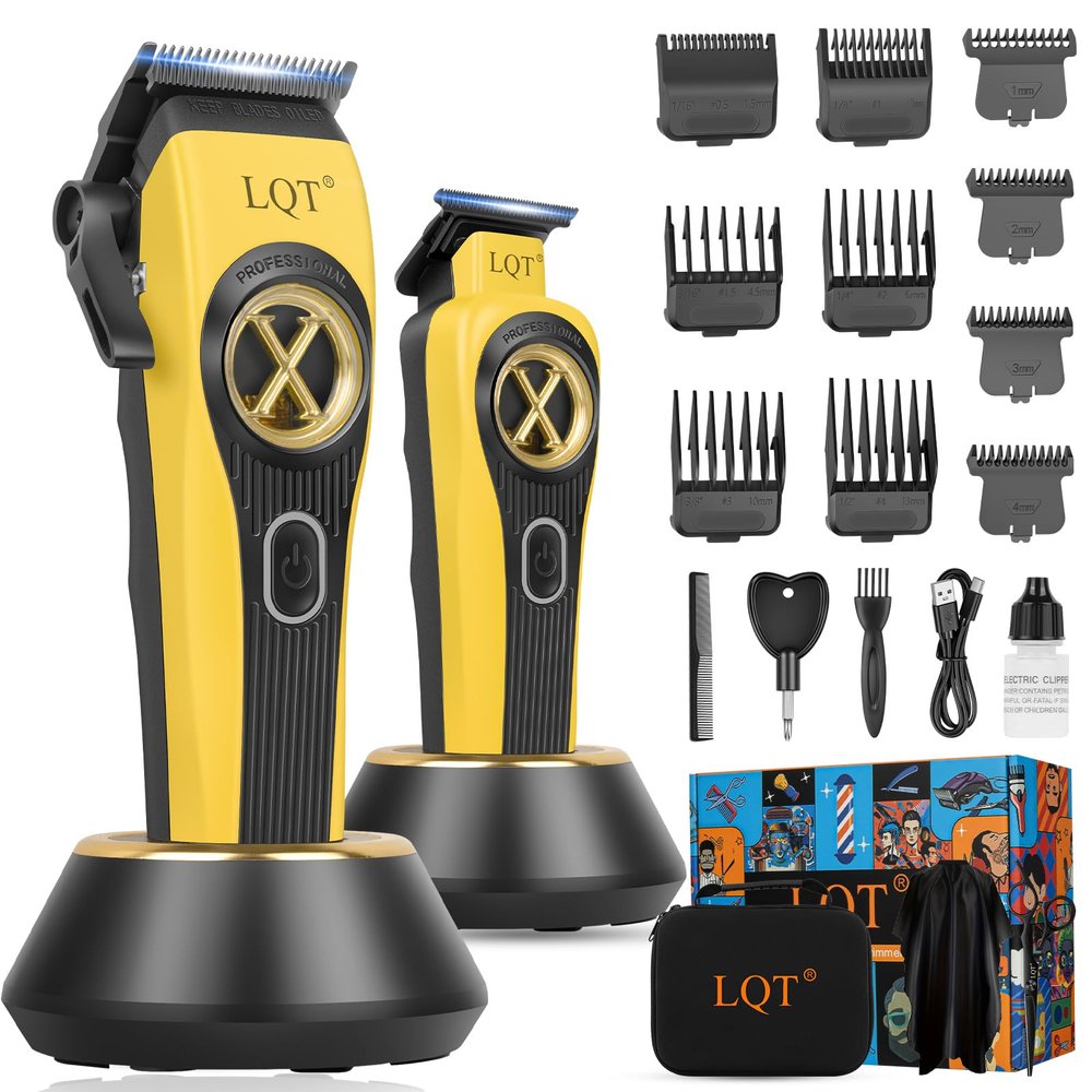 LQT Professional Hair Clippers for Men Rechargeable - 9000 RPM Cordless Barber Clippers Set with Trimmer, Case & Powerful Motor for Home & Salon Hair CuttingIdeal Gift for Father's Day
