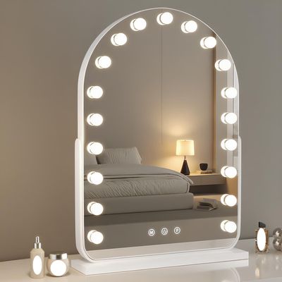 Arch Makeup Mirror with Lights, Table Mirror LED, Lighted Hollywood Vanity Mirrors, 3 Color Modes, Dimmable Light, 360 Rotation, Dressing Room & Bedroom(White,32 * 44cm/12.5 * 17.3in)