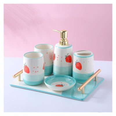 6-piece Bathroom Toiletries Set Ceramic For Household