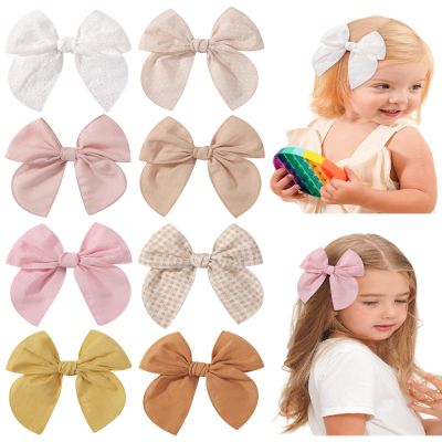 doboi 8PCS Baby Girls Hair Clips Fable Hair Bows Cotton Linen