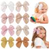 doboi 8PCS Baby Girls Hair Clips Fable Hair Bows Cotton Linen view 1