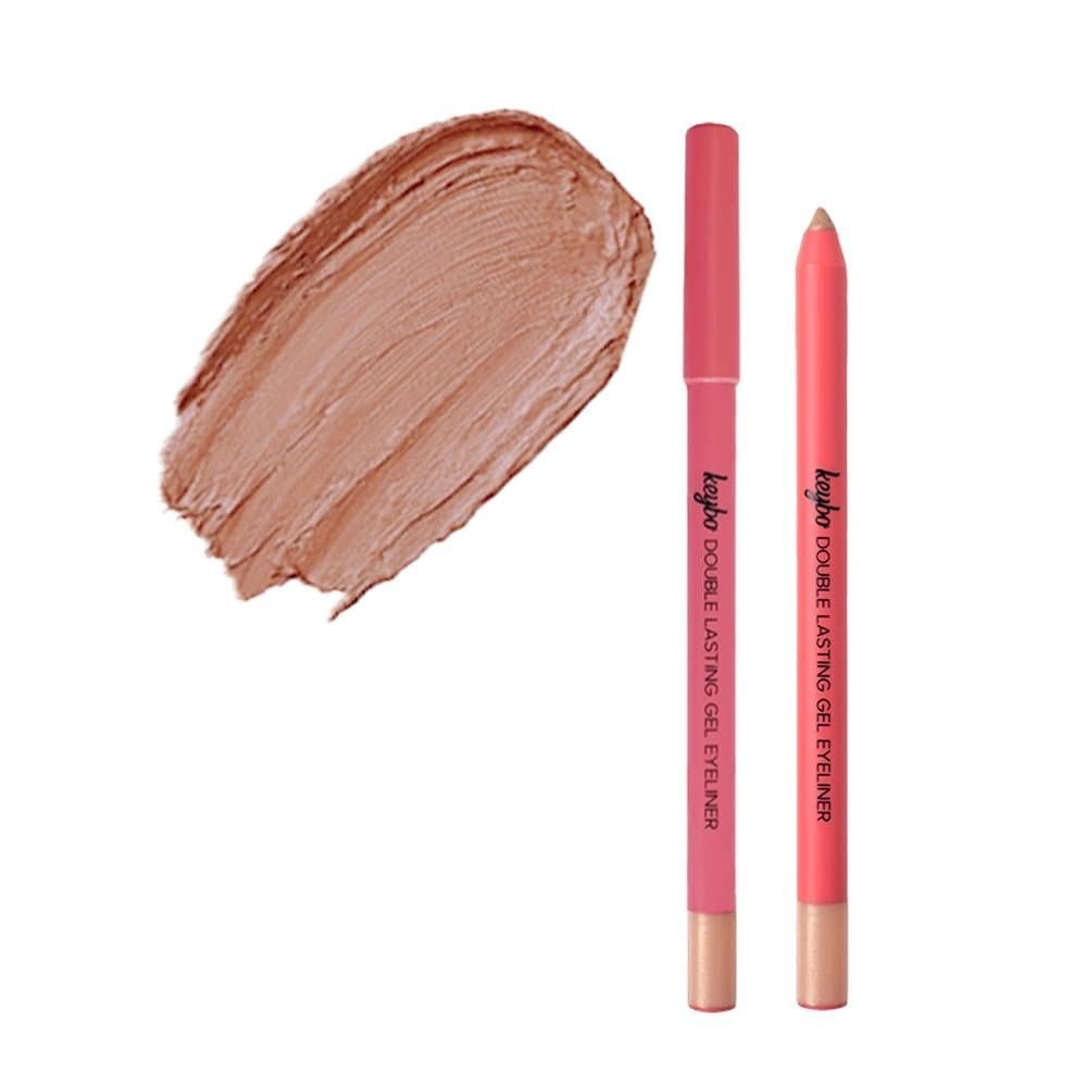 keybo Double Lasting Gel Eyeliner Pencil Waterproof Eyeliner, Long Lasting Gel Formula, Smooth Glide Brown & Black Eye Pencil for Women, Smudge-Proof Creamy Eye Makeup (10. Milk Brown)