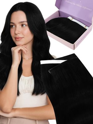 Fshine Tape in Wefts Real Human Hair, Jet Black 22 Inch 120 g