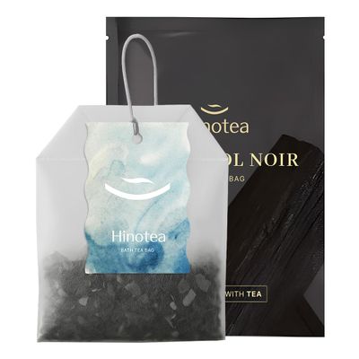 HINOTEA Oriental Bath Tea Bag (1.06 oz) Charcoal Noir | Curated by Professional Spa Sommelier | Traditional Botanical Tea Blend with Activated Charcoal, Gardenia & Houttuynia | Natural Bath Therapy