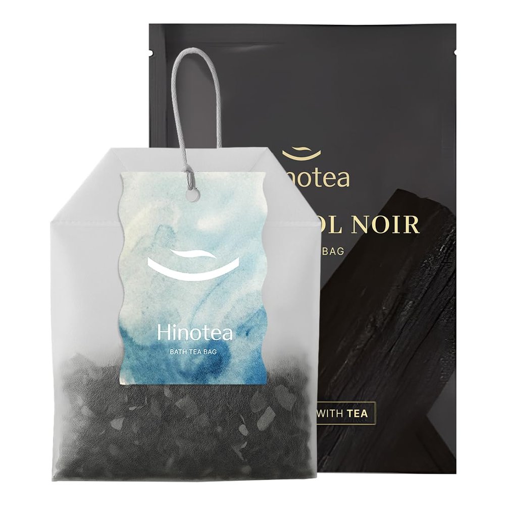 HINOTEA Oriental Bath Tea Bag (1.06 oz) Charcoal Noir | Curated by Professional Spa Sommelier | Traditional Botanical Tea Blend with Activated Charcoal, Gardenia & Houttuynia | Natural Bath Therapy