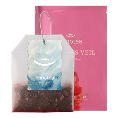 HINOTEA Oriental Bath Tea Bag (1.06 oz) Hibiscus Veil | Curated by Professional Spa Sommelier | Traditional Botanical Tea Blend with Hibiscus, Rosemary, and Houttuynia | Natural Bath Therapy