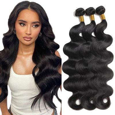Body Wave Bundles Human Hair Black Bundle Human Hair 20 22 24 Inch Double Weft 3 Bundles for Women Natural Black Color