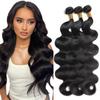 Body Wave Bundles Human Hair Black Bundle Human Hair 20 22 24 Inch Double Weft 3 Bundles for Women Natural Black Color view 1