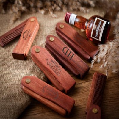 Personalized Beard Comb,Custom Engraved Wooden Folding Beard Combs,Anniversary/Birthday Gift,Groomsman Gift for men