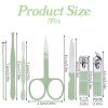 7 Pcs Manicure Set, Travel Nail Clippers with Green Leather Bag, Professional Carbon Steel Travels Nail Care Clippers, 7 in 1 Portable Travel Grooming Kit for Women Men (Green) view 3