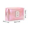 Gooddyiyukey Initial Makeup Organizer Bag, PU Leather Portable Waterproof Small Travel Toiletry Bag with Zipper,Preppy Makeup Brush Travel Case,Fashion Mini Cute Make Up Bag for Women Mom Teen Friend view 2