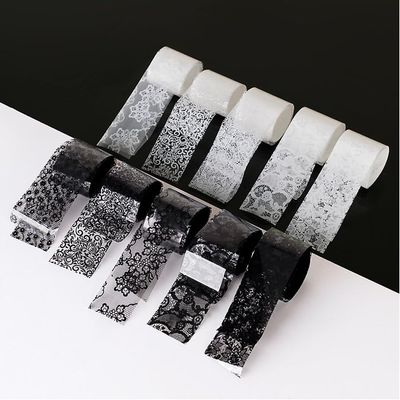 10 Rolls 2.5 * 40cm Black & White Lace Nail Foil, Nail Art Transfer Foil Starry Sky Decals for DIY Manicure Decoration