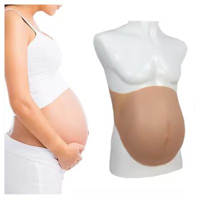 SooTTBE Full Silicone Pregnant Belly False Adult Baby Bump Soft Skin Touch Lightweight Fake Baby Bump for Performance Maternity,Color 1,S