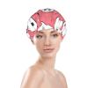 Halloween Ghost Pattern Shower Cap for Women Reusable Double Layer Waterproof Bathing Hat Adjustable Elastic Quick Drying Bath Hair Caps with PEVA Lined Spa Salon Shower Hats Fits All Head Size view 3