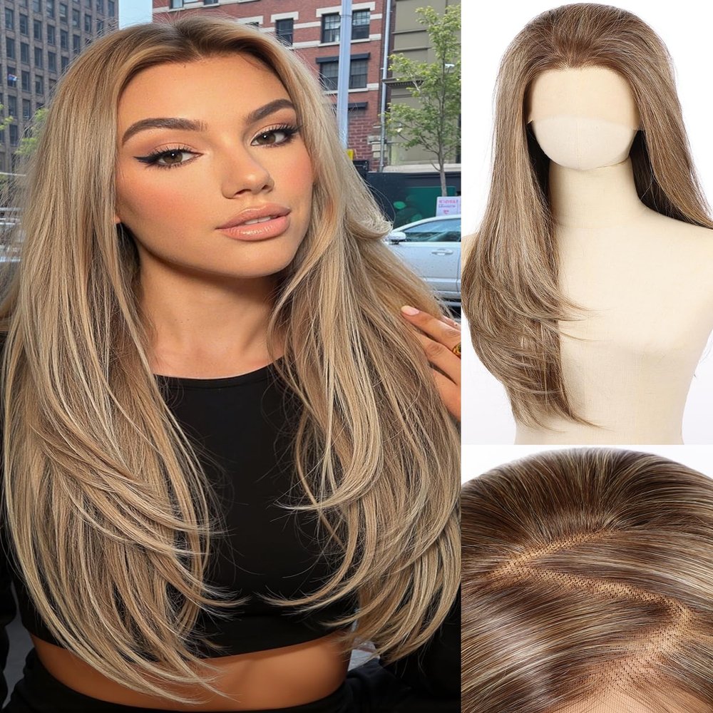 Luwila 26 Inch Straight 13x4 Lace Front Synthetic Wig Dirty Mixed Blonde