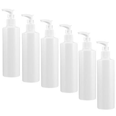 HAMPPLIES 6pcs 250Ml Refillable Travel Bottles with Pump Dispenser for Shampoo Lotion Body Wash Toiletries Container Portable Plastic Subpackaging for Home and Travel