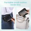 2PCS Small Cotton Swab Holder for Travel, Portable Floss Pick Holder Metal Empty Cotton Ball Hold, Refillable Travel Floss Picks Case with Dustproof Lid for Hair Ties Small Items, Black view 3