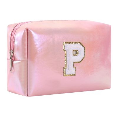 Gooddyiyukey Initial Makeup Bags for Women, Small Waterproof Portable PU Leather Cosmetic Bags with Zipper,Preppy Makeup Brush Case,Cute Fashion Mini Travel Make Up Bag for Women Friend Teen Mom