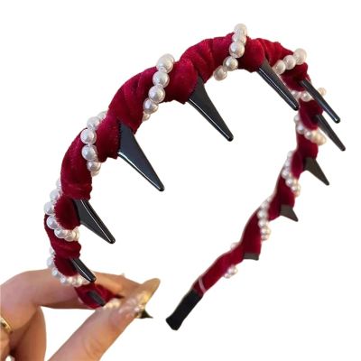 Lawsen Vintage High Cranium Artificial Pearl Hairband Women Headband Vintage High Cranium Artificial Pearl Hairband Rhinestones Hair Accessories Sweet Fashion Little Girls Hoop(Color E,10PCS)