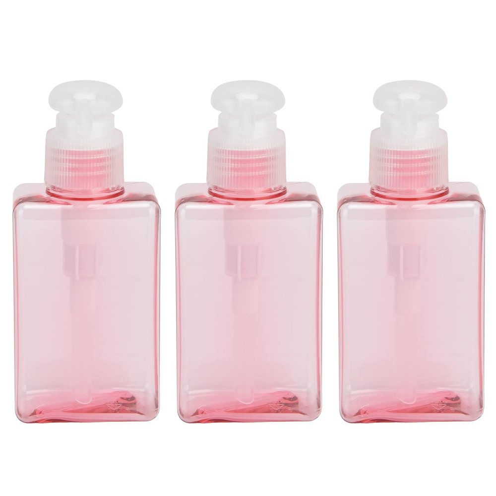Travel Bottle Pump Bottle Soap Dispenser Bottle 3PCS 100ml Refillable Plastic Empty Pump Bottles for Lotion Shampoo Body Wash Transparent Pink 4.61in Height Dressing Rooms