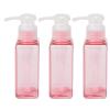 Travel Bottle Pump Bottle Soap Dispenser Bottle 3PCS 100ml Refillable Plastic Empty Pump Bottles for Lotion Shampoo Body Wash Transparent Pink 4.61in Height Dressing Rooms view 3