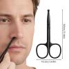 Eyebrow Trimmer Scissors, 3 Pcs Eyebrow Scissors with Comb for Men Women, Black Nose Hair Scissor Precision Eye Brow Grooming Trimming Kit for Eyebrows, Nose Hair, Mustache, Beard, Eyelash view 2