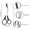 Eyebrow Trimmer Scissors, 3 Pcs Eyebrow Scissors with Comb for Men Women, Black Nose Hair Scissor Precision Eye Brow Grooming Trimming Kit for Eyebrows, Nose Hair, Mustache, Beard, Eyelash view 3