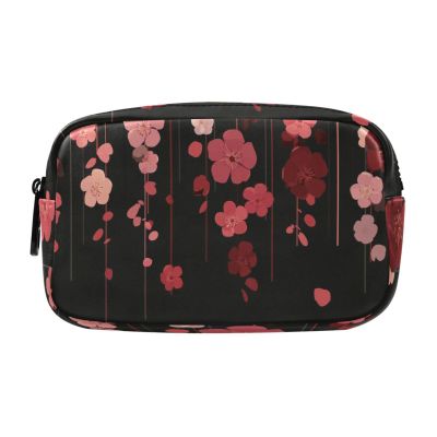 PCTIMMT Red Cherry Blossoms Falling Makeup Bag Zipper Make Up Pouch Toiletry Organizer Makeup for Women and Girls