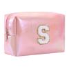 Gooddyiyukey Initial Makeup Travel Bag, PU Leather Waterproof Portable Small Small Cosmetic Bag with Zipper,Preppy Makeup Pouch,Cute Fashion Mini Make Up Bag for Friend Teen Women Mom view 1