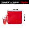 Snap Button Closure Pouch, 4.3 in Storage Organizer with Detachable Wrist Strap & 12 Constellation Badges - Self-closing Multipurpose Bag for Cosmetics, Lipstick, Earbuds, Change, Jewelry (Red) view 2