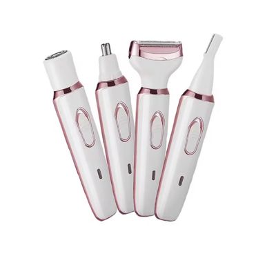 Beautivana 4-in-1 Electric Hair Removal System, White and Rose Gold, USB Rechargeable Ladies Shaver for Face, Legs, Arms, Bikini Area with Multiple Attachments