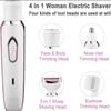 Beautivana 4-in-1 Electric Hair Removal System, White and Rose Gold, USB Rechargeable Ladies Shaver for Face, Legs, Arms, Bikini Area with Multiple Attachments view 4