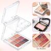 2Pcs Portable Empty Makeup Palette, Empty 9-Grid Eyeshadow Depotting Case, Transparent Makeup Dispensing Storage Boxes for Women Girls Travel DIY Eyeshadow Powder Blush Lipstick view 4