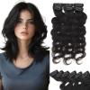 Rich Choices Clip In Hair Extension Real Human Hair-Wave/Curly 6 Pcs Single Clip Hairs Extension for Women-Invisible Mini Clips in Hairpieces for Thin Hairs-14 Inch #1B Natural Black view 1