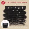 Rich Choices Clip In Hair Extension Real Human Hair-Wave/Curly 6 Pcs Single Clip Hairs Extension for Women-Invisible Mini Clips in Hairpieces for Thin Hairs-14 Inch #1B Natural Black view 2
