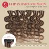 Rich Choices Clip In Hair Extension Real Human Hair-Wave/Curly 6 Pcs Single Clip Hairs Extension for Women-Invisible Mini Clips in Hairpieces-16 Inch #2RP6 Chocolate Brown Highlight Light Brown view 2