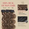 Rich Choices Clip In Hair Extension Real Human Hair-Wave/Curly 6 Pcs Single Clip Hairs Extension for Women-Invisible Mini Clips in Hairpieces-16 Inch #2RP6 Chocolate Brown Highlight Light Brown view 4