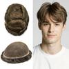 FACE MIRACLE Undetectable Hair System for Mens Toupee with Swiss Lace & Bleached Knots Toupee For Men Hair Piece Natural Hairline Mens Hairpiece 8X10#5 Medium Light Brown 100% Density view 1