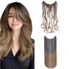ALLUREMOUR Women's Hairpiece One Piece Ombre Color Hair Extension Wavy & Straight Invisible Wire Secret Fish Line No Clips Synthetic Hair (Wavy-BlackTturquoise) view 3