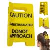Overstimulated Caution Sign Hair Claw Clip, Funny Yellow Hair Clips for Thick with Strong Grip, Do Not Approach Sign Hair Claw Clip, Bold Gift for Coworkers and Friends view 1