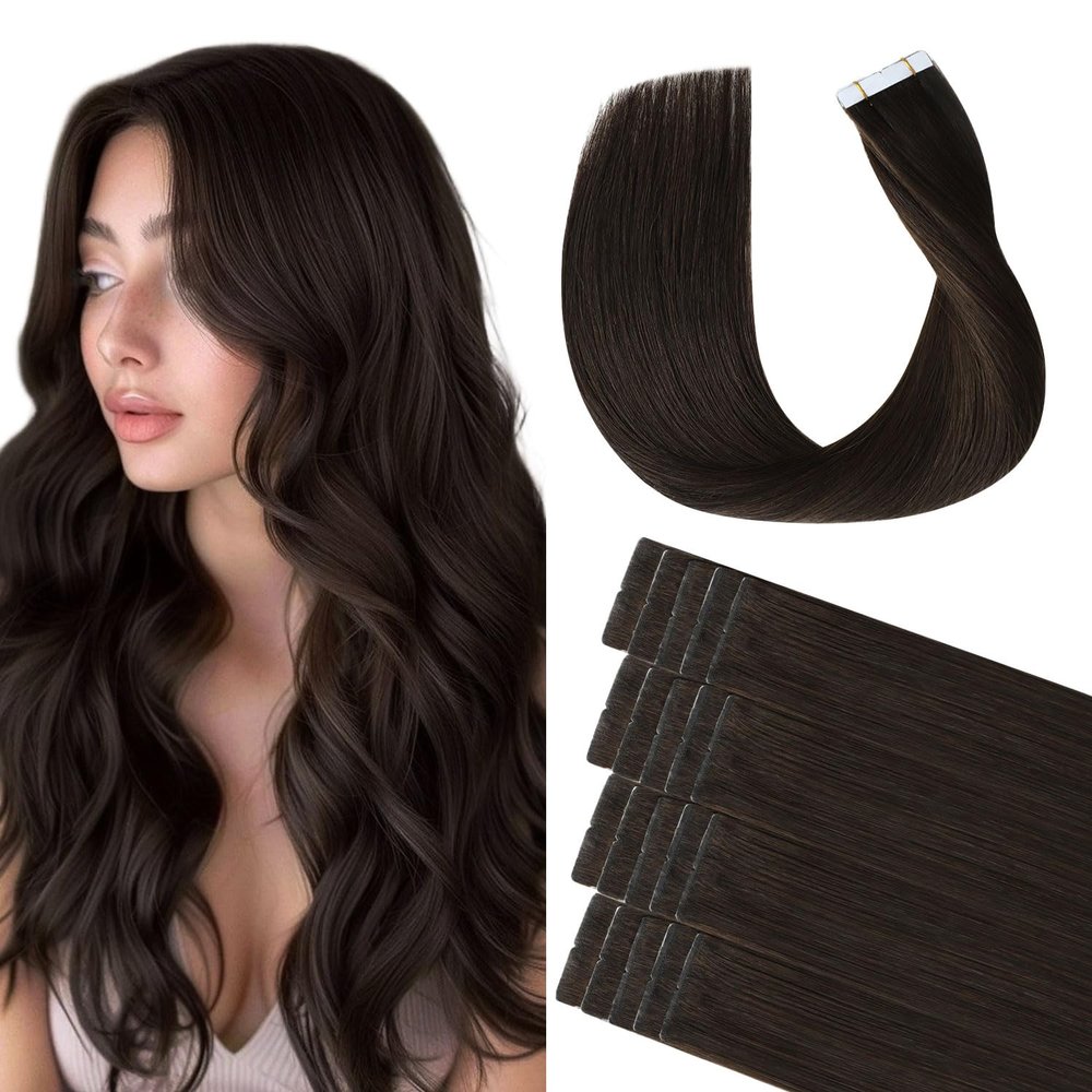 COOKAYU Invisible Tape in Hair Extensions Human Hair, 20Inch 55g