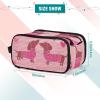 ElliTarr Pink Striped Dachshunds and Hearts Makeup Bag Travel Cosmetic Bag Toiletry Bag Organizer with Compartments Handle Women Men Gifts view 3