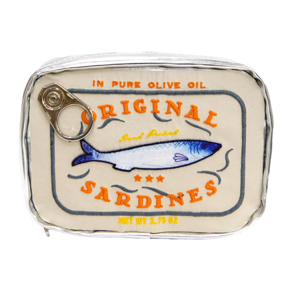 Funny Sardine Tin Makeup Bag, Canned Fish Shaped Cosmetic Pouch & Pencil Case,Creative Cute Pouch for W