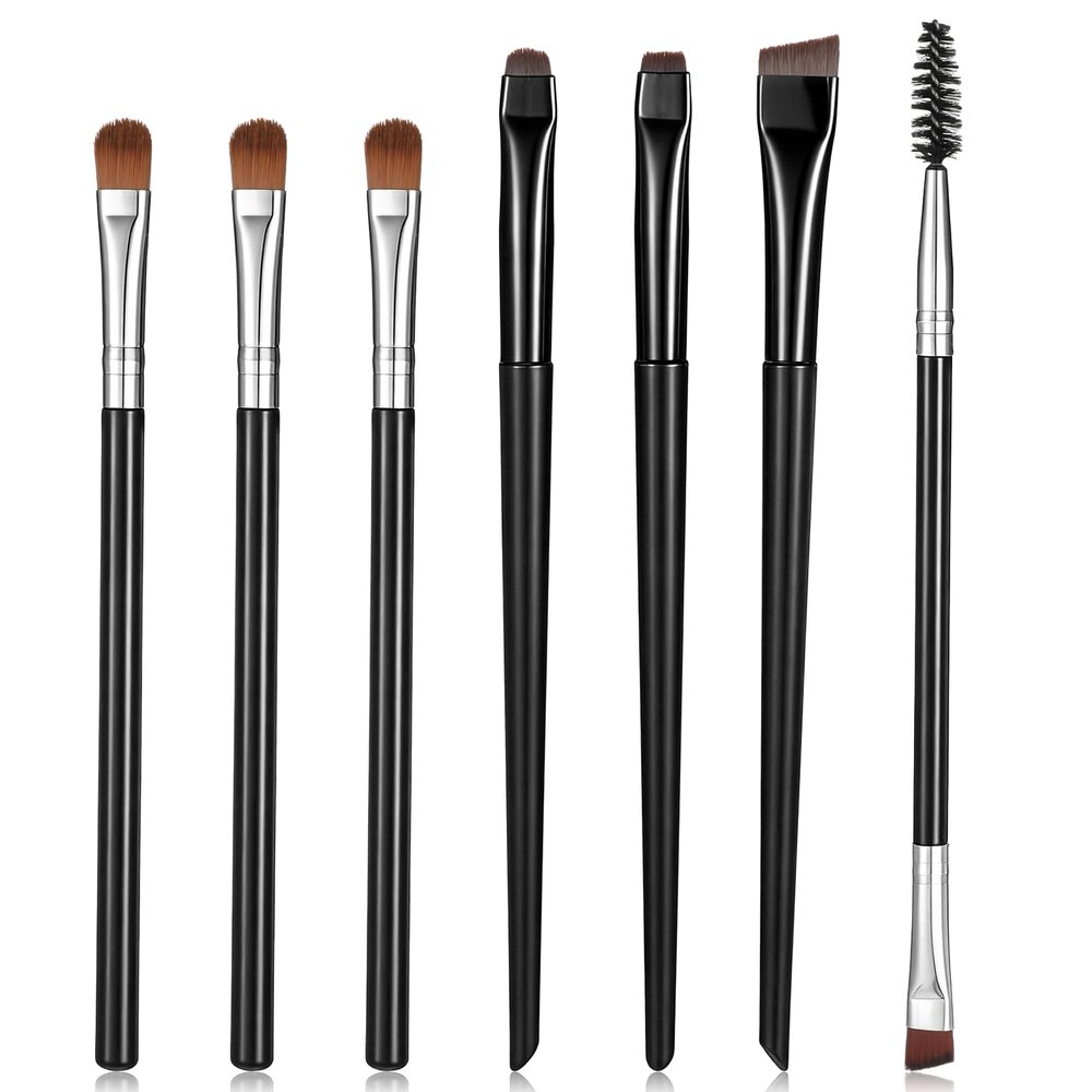 6 PCS Small Eyeshadow Brushes Angled Eyeliner Brushes Double Brow Brush Flat Round Eyebrow Brush for Eyeshadow Brows Eyeliner