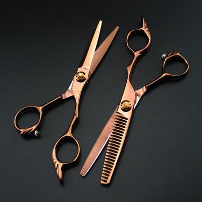 Professional 6-inch Hair Cutting Shears - Japan 440C Bronze Scissors for Precision Haircuts, Thinning, and Barber Hairdressing