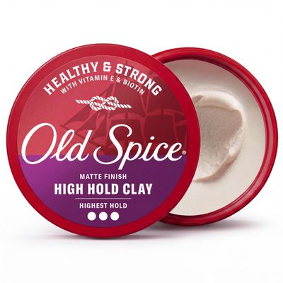 Old Spice Mens Hair Clay, Healthy & Strong with Vitamin E & Biotin, Mens Hair Styling Clay, High Hold, Matte Finish, 2.22 oz